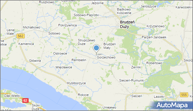 mapa Gorzechowo, Gorzechowo na mapie Targeo